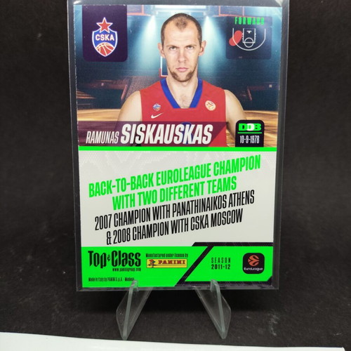Ramunas Siskauskas Panini Top Class Euroleague collectible card like new