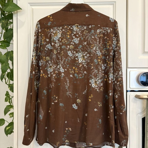 Kensol shirt with floral motifs like new, brown, size M