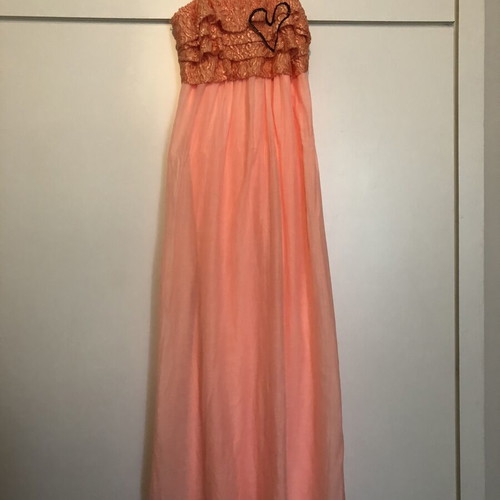 Be You maxi dress salmon cotton-silk like new, strapless boho