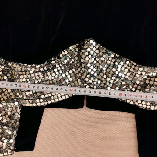 Black velvet dress with sequins on sleeves and bust like new
