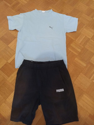 Puma shorts and T-shirt set used, size large, black and blue