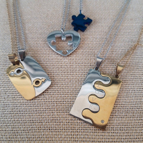 Stainless steel necklaces like new, blue and silver