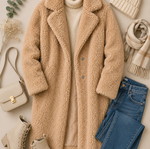 Teddy Bear coat, beige, size M