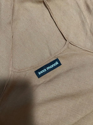 Linen brown long dress Inna Manoli like new with pockets and open back