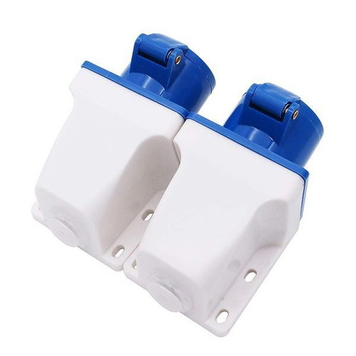 POFET industrial surface mount socket 16 A 220–250 V 3-pin IP44 blue, set of 2