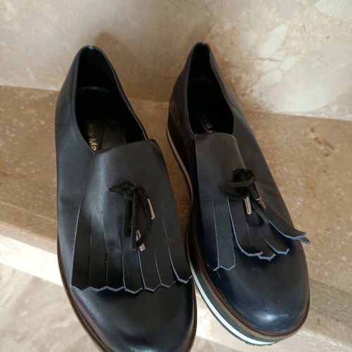 Loafers women used, leather, blue, Claudia Mare, size 39