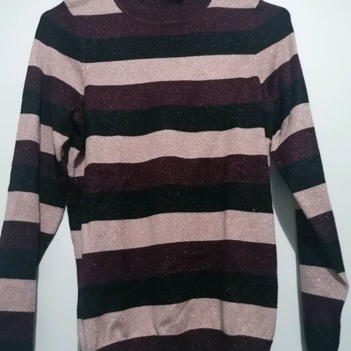F&F Long-Sleeve Blouse New, Size S, Multicolor with Gold Thread