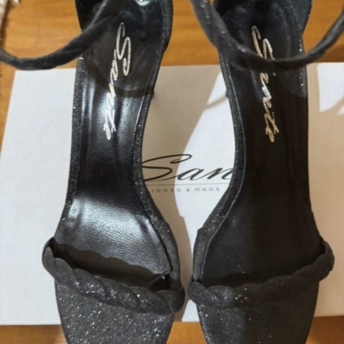 Sante black glitter high-heeled sandals, like new, size 38
