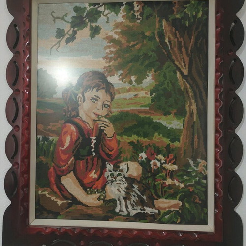 Embroidery frames like new, handmade, 40+ years, framed