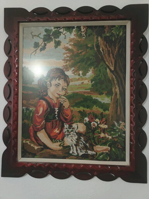 Embroidery frames like new, handmade, 40+ years, framed