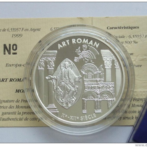 2000 Silver France 6.55957 Francs Art Roman coin new with box and certificate