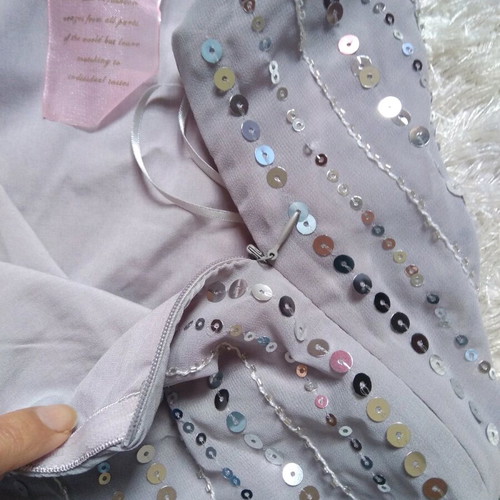 BSB one-shoulder top like new, gray with silver sequins, size 40
