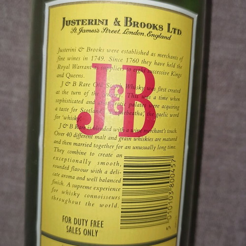 J&B bottle sealed new with old classic label