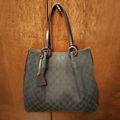 Gucci shoulder bag used canvas and leather with wallet