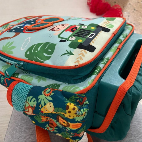 Must Kids Backpack with Wheels used, Jungle Design and Light-Up Car