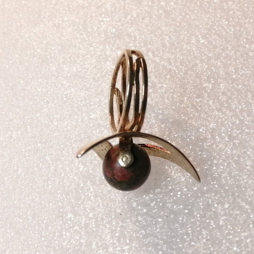 Silver ring 925 with semiprecious jasper stone, 24kt gold plated, new