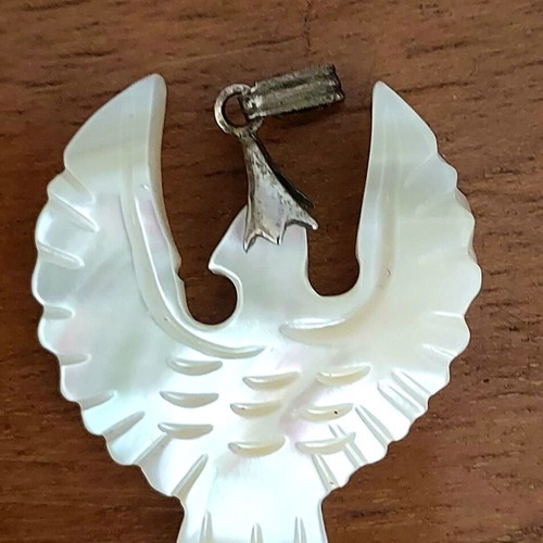 Carved Mother of Pearl Pendant eagle phoenix, like new