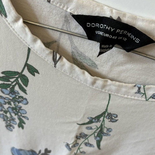 Dorothy Perkins floral cotton t-shirt white like new, size L