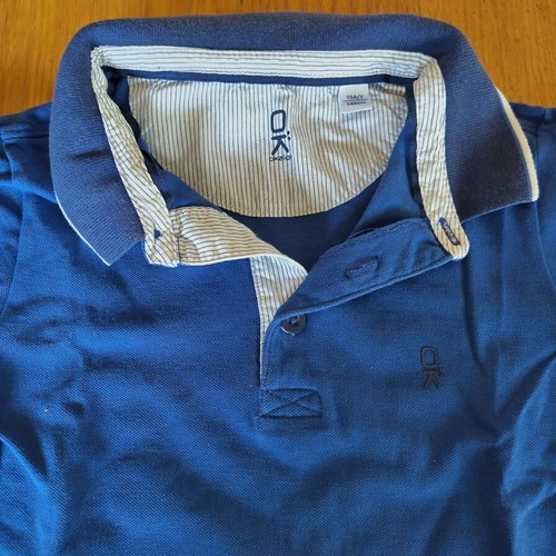 Okaidi polo shirt used for boys age 7-8, size 122-128 cm, blue-white
