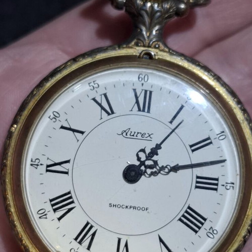 Aurex Vintage Pocket Watch Shockproof mechanical used, gold color