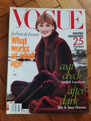 Vogue списание ноември 1996 употребявано, американско издание с Линда Еванджелиста
