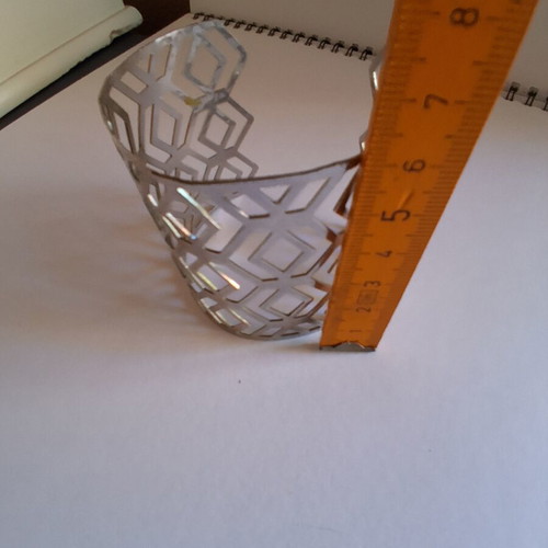 Futuristic Armor Bracelet new, silver tone geometric cuff