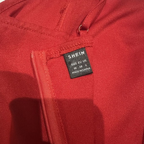 Shein red mini fitted dress with slit, size M