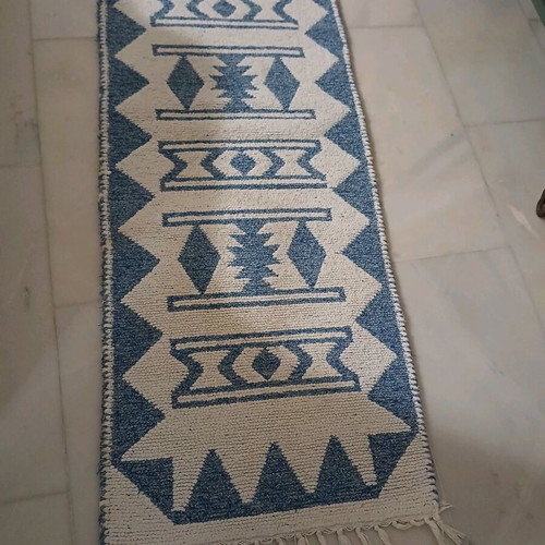 Handmade woven rug like new, cotton, 1.38x55 cm