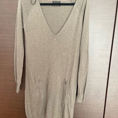Knitted women's dress used, slim short, Massimo Dutti, grey brown