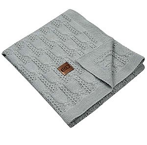 Βαμβακερή Πλεκτή Κουβέρτα Αγκαλιάς 100×80 cm Light Grey Ekokids