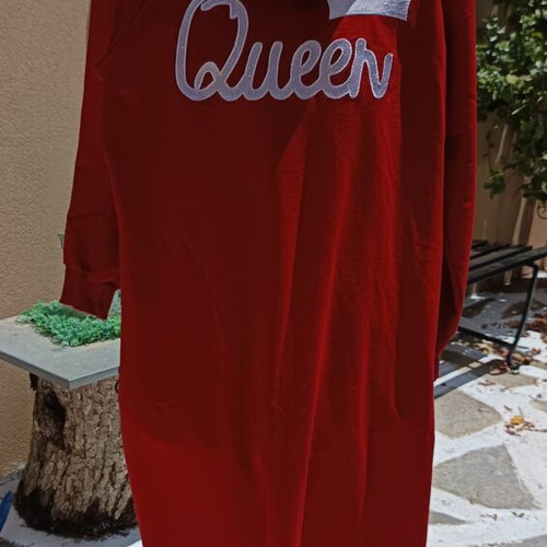 Long hoodie sweatshirt Queen embroidered, cotton, size S, new