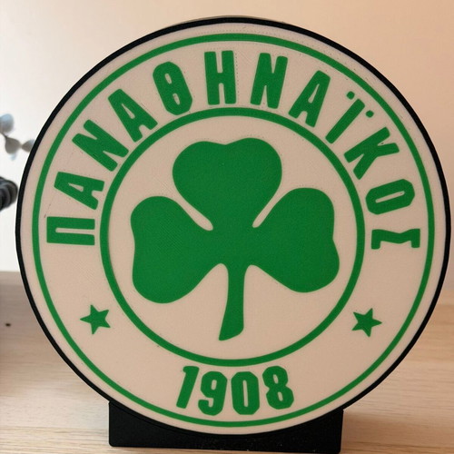 3D Printed Stand Panathinaikos Sign with Stand and Wall Mount