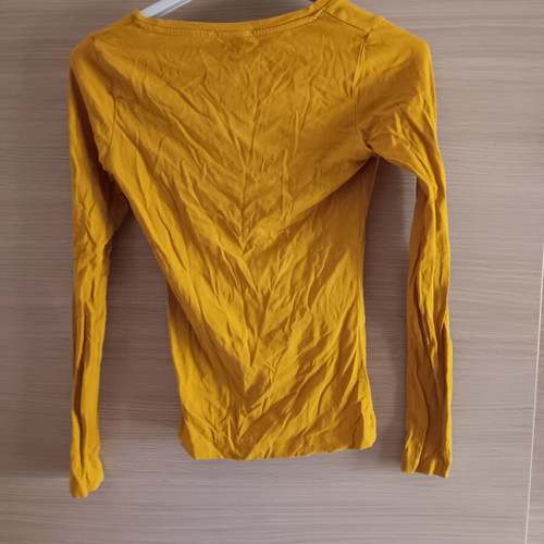Pink Woman women's slim blouse used, mustard color, size S