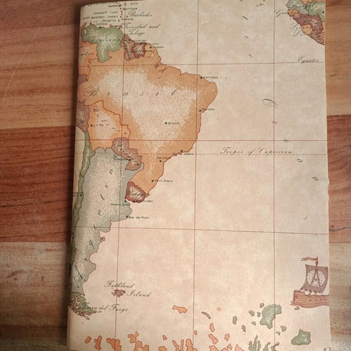 Notebook with vintage map used, hardcover