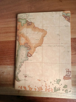 Notebook with vintage map used, hardcover