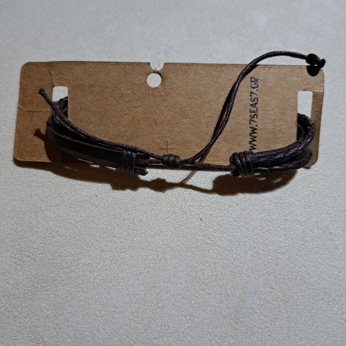 Handmade leather bracelet unisex with adjustable cord brown new