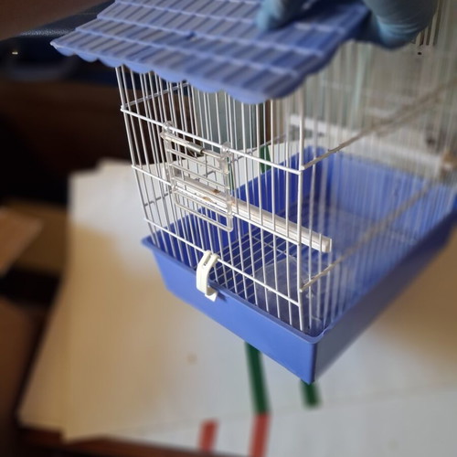 Birdcage for canary or small bird like new, white and blue