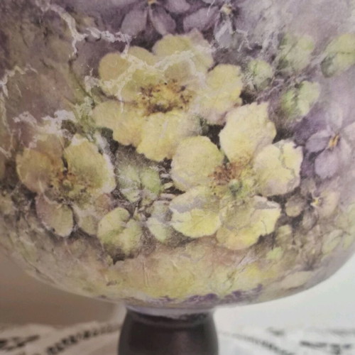 Fruit Bowl Handmade in Pale Colors with Flowers
