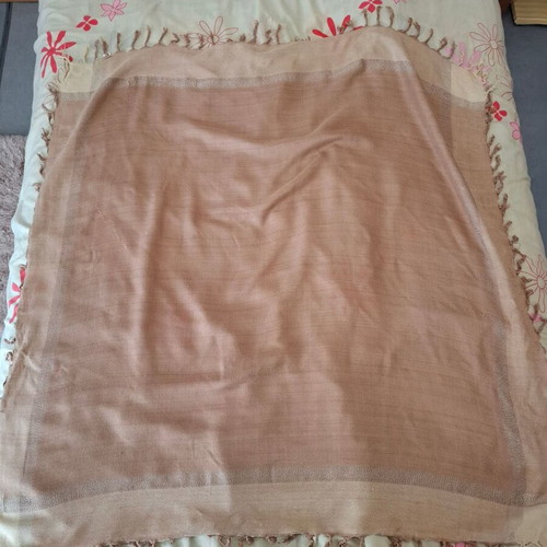 Vintage square scarf used, beige-brown, elegant and timeless