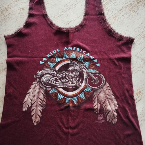 Vintage tank top with Harley Davidson motorcycle print like new, size L