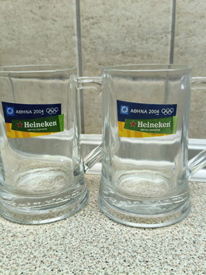 Ποτήρια μπύρας Heineken μεταχειρισμένα, σετ 2, Ολυμπιακοί Αγώνες Αθήνα 2004
