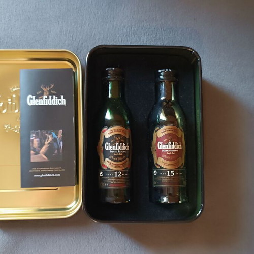 Glenfiddich miniature set used, 12 and 15 years old