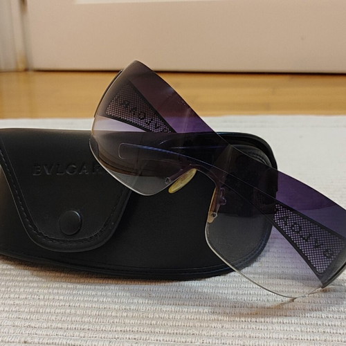 Bvlgari 550 103/8G Vintage Y2K Sunglasses Mask Like New Blue Silver