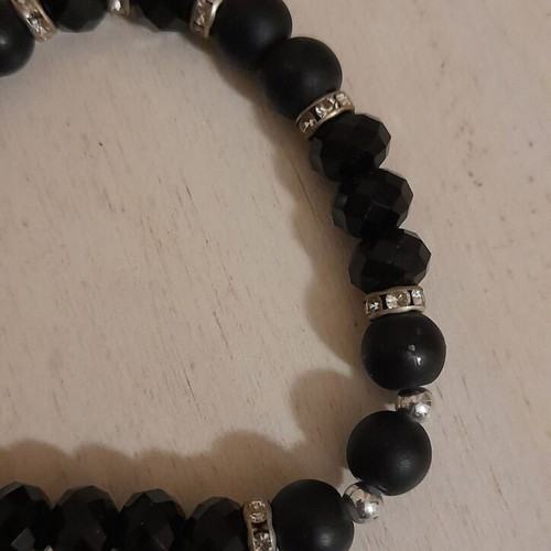 Elastic bracelet new black with silver