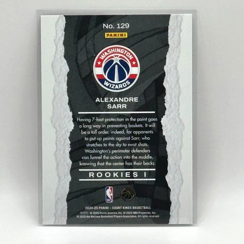 2024-25 Panini Court Kings Alexandre Sarr Rookies Level 1 Wizards RC new