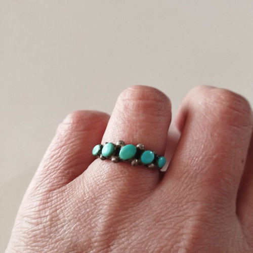 Original Navajo Native American silver 925 ring with 5 turquoise like new