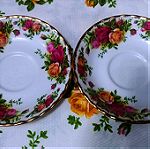  Ζευγάρι πιατακια τσαγιού Royal Albert "old country roses" bone china England 1993-2002