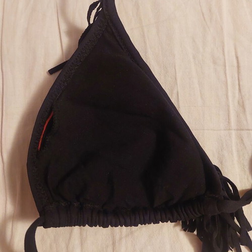 Oysho black bikini top with fringes