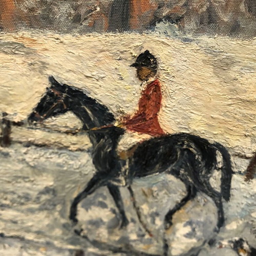 Vivienne oil painting 1971 "Horse Riding in Hude Park"