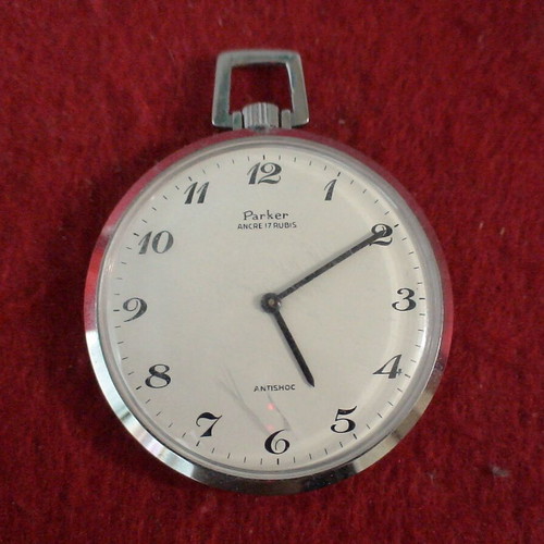 Vintage Parker pocket watch used, silver, with winding issue